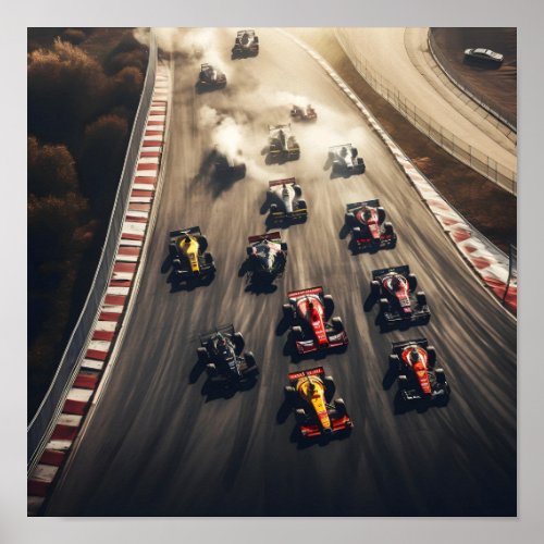 Aerial View of a Formula 1 Race Poster