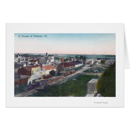 Aerial View of a Portion of CityModesto, CA Cards (Front Horizontal)