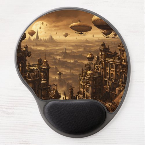 Aerial View of a Steampunk City Gel Mouse Pad
