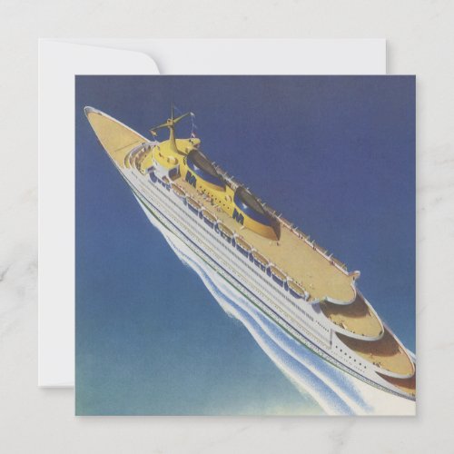 Vintage Cruise Ship in the Ocean Seen from Above Announcement