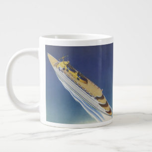 Aerial View of a Vintage Cruise Ship in the Ocean Giant Coffee Mug