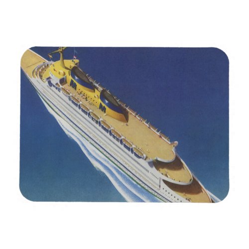 Aerial View of a Vintage Cruise Ship in the Ocean Magnet