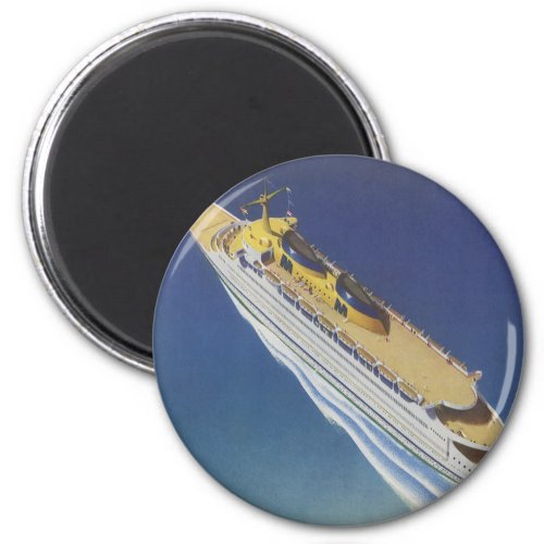 Aerial View of a Vintage Cruise Ship in the Ocean Magnet
