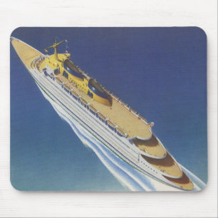 Aerial View of a Vintage Cruise Ship in the Ocean Mouse Pad