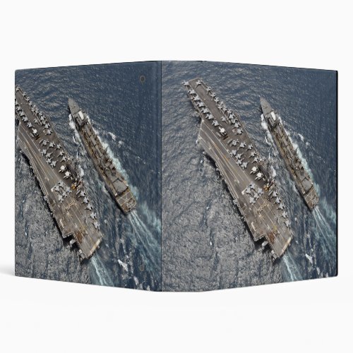 Aerial view of aircraft carrier USS Ronald Reag Binder