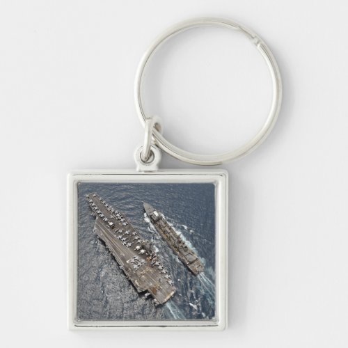 Aerial view of aircraft carrier USS Ronald Reag Keychain