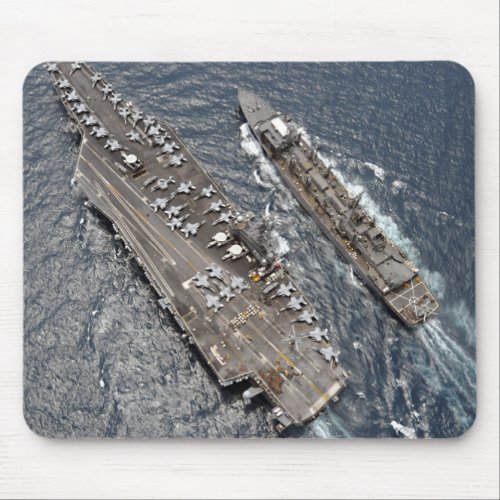 Aerial view of aircraft carrier USS Ronald Reag Mouse Pad