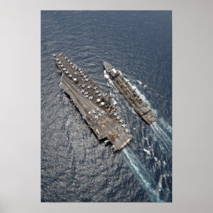 Aerial view of aircraft carrier USS Ronald Reag Poster