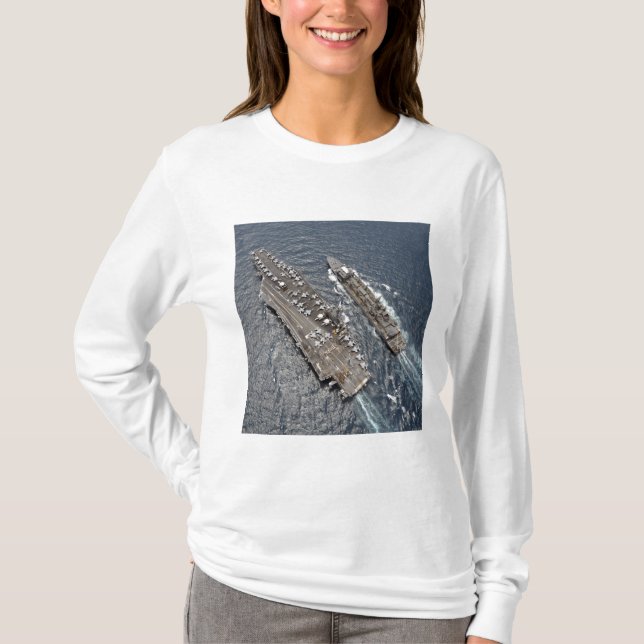 Aerial view of aircraft carrier USS Ronald Reag T-Shirt (Front)