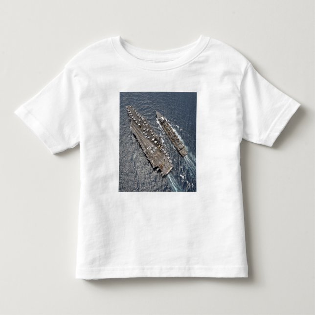 Aerial view of aircraft carrier USS Ronald Reag Toddler T-shirt (Front)
