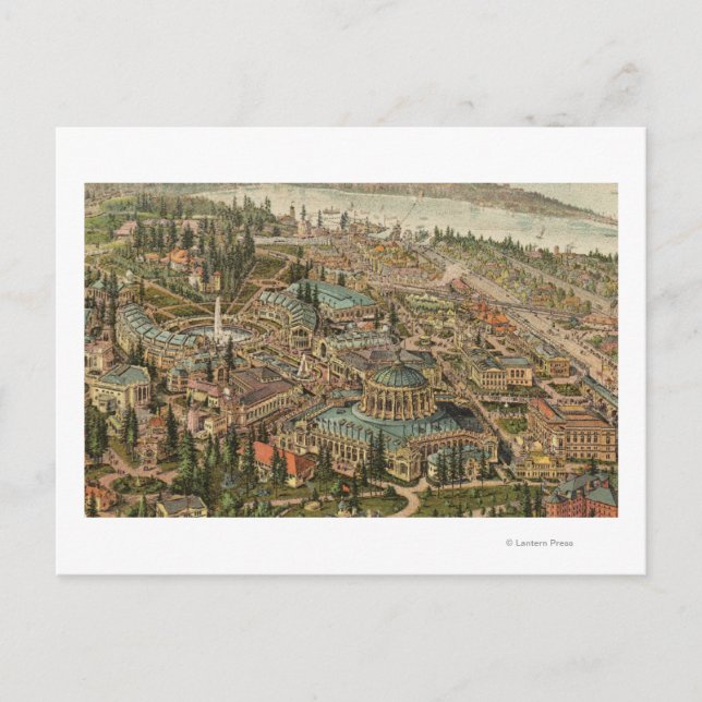 Aerial View of Alaska Yukon Pacific Expo Postcard (Front)