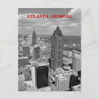 Aerial View of Atlanta, Georgia In Black and White Postcard
