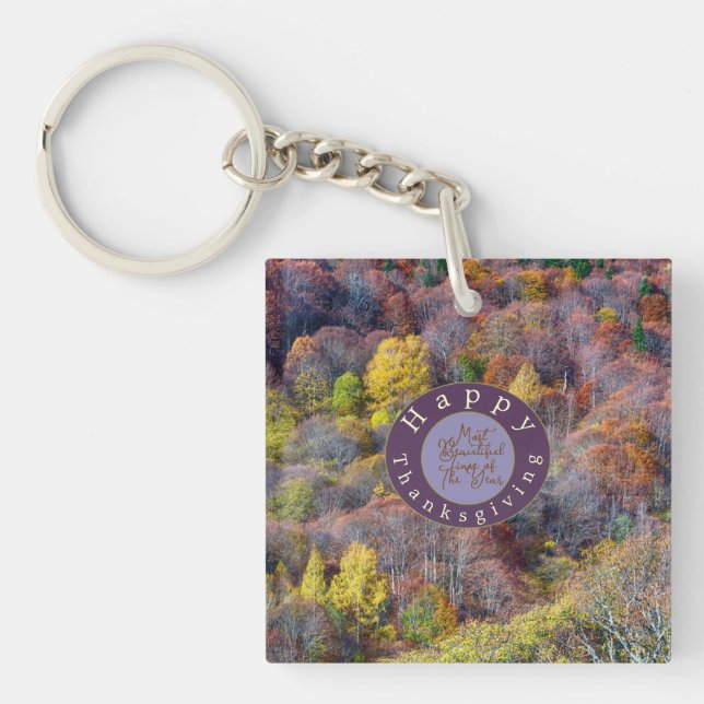 Aerial View of Autumn forest Colorful Trees   Keychain (Front)