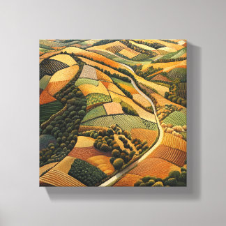 Aerial View of Autumnal Farmland Canvas Print