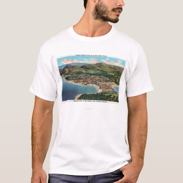 Aerial View of Bar Harbor and Cadillac T-Shirt (Front)