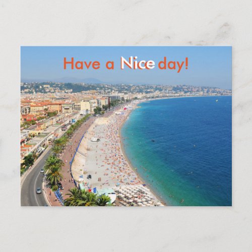 Aerial view of beach in Nice France Postcard