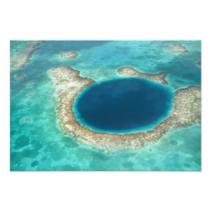 Aerial view of Blue Hole, sailboat anchored Photo Print