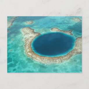 Aerial view of Blue Hole, sailboat anchored Postcard