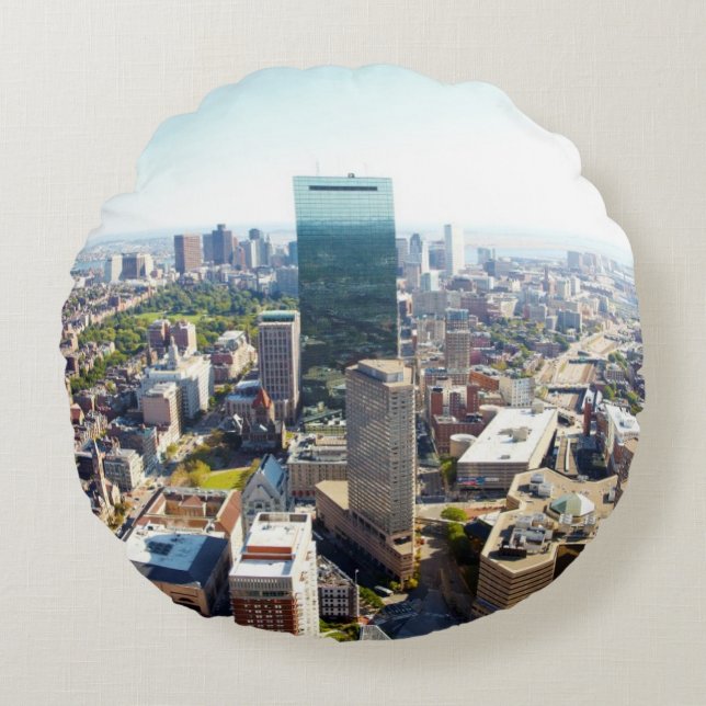 Aerial view of Boston 2 Round Pillow (Front)