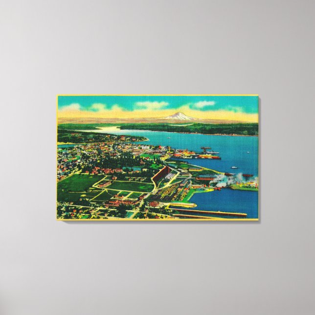 Aerial view of Bremerton and Bremerton Navy Yard Canvas Print (Front)