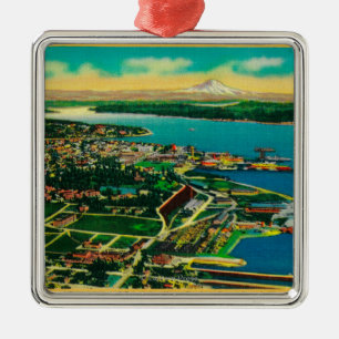 Aerial view of Bremerton and Bremerton Navy Yard Metal Ornament