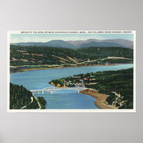 Aerial View of Bridge of the Gods Poster