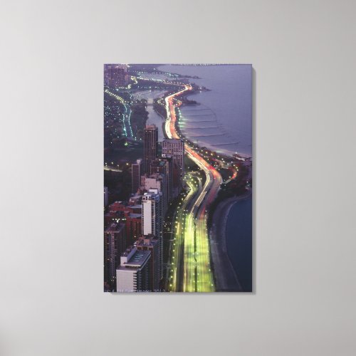 Aerial view of buildings along a highway in a canvas print