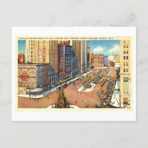 Aerial View of Cadillac Square in Detroit, Mich. Postcard