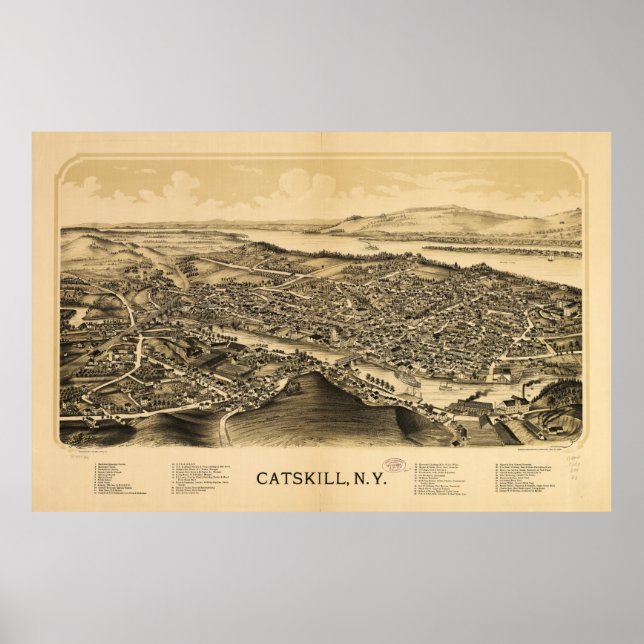 Aerial View of Catskill, New York (1889) Poster (Front)