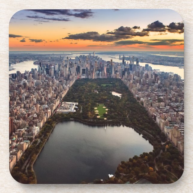 Aerial View of Central Park at Sunset Beverage Coaster (Front)
