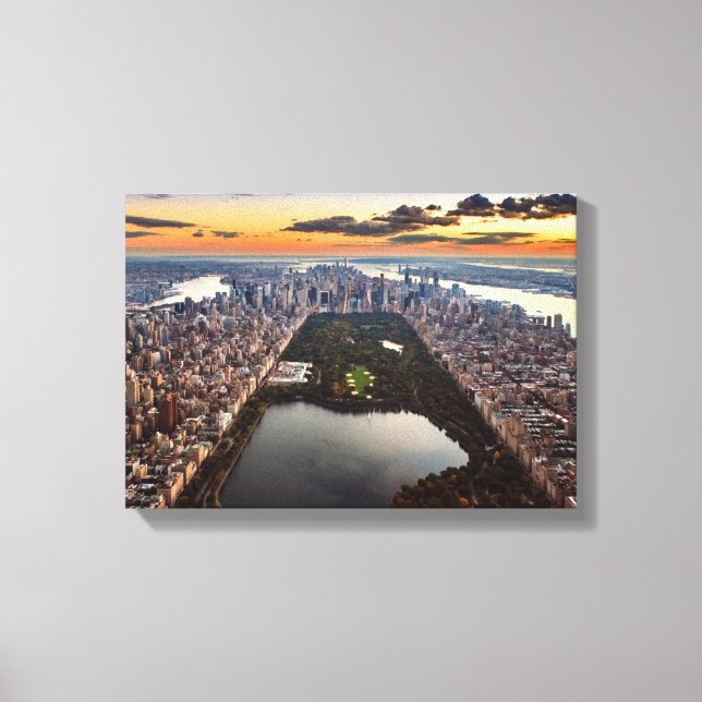 Aerial View of Central Park at Sunset Canvas Print (Front)