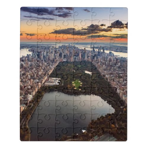 Aerial View of Central Park at Sunset Jigsaw Puzzle