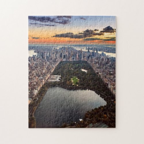 Aerial View of Central Park at Sunset Jigsaw Puzzle