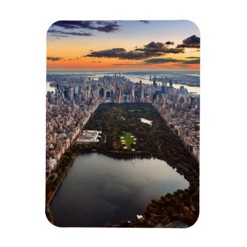 Aerial View of Central Park at Sunset Magnet