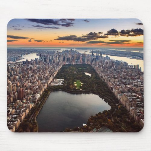 Aerial View of Central Park at Sunset Mouse Pad