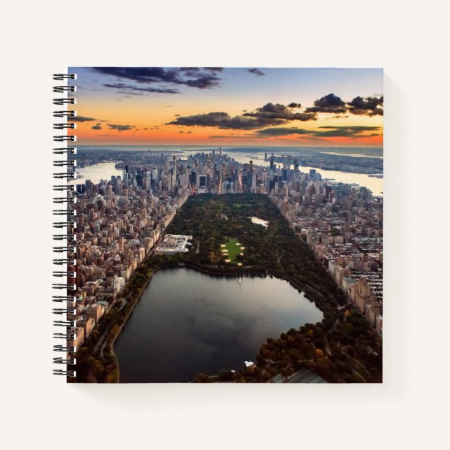 Aerial View of Central Park at Sunset Notebook (Front)