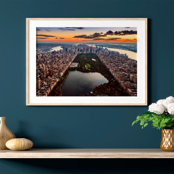 Aerial View Of Central Park At Sunset Poster by iconicnewyork at Zazzle