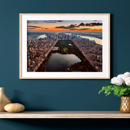 Aerial View Of Central Park At Sunset Poster