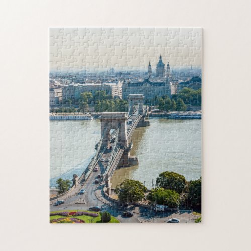 Aerial view of Chain Bridge _ Budapest Hungary Jigsaw Puzzle