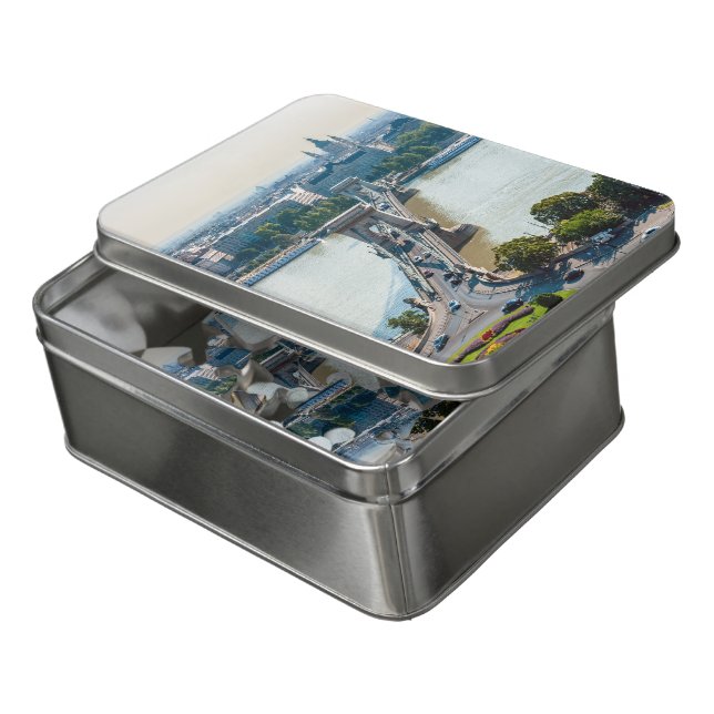 Aerial view of Chain Bridge - Budapest, Hungary Jigsaw Puzzle (Lid Open)