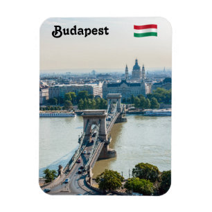 Aerial view of Chain Bridge - Budapest, Hungary Magnet