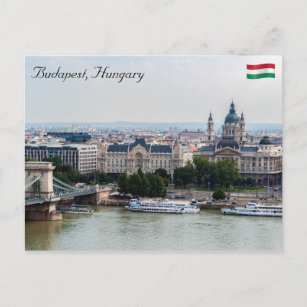 Aerial view of Chain Bridge - Budapest, Hungary Postcard