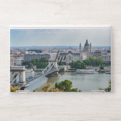 Aerial view of Chain Bridge in Budapest Hungary HP Laptop Skin