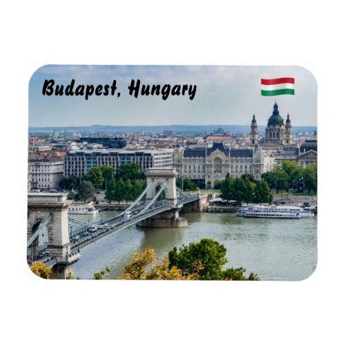 Aerial view of Chain Bridge in Budapest Hungary Magnet