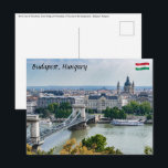 Aerial view of Chain Bridge in Budapest, Hungary Postcard<br><div class="desc">Budapest,  Hungary - Aerial view of Szechenyi Chain Bridge with Academy of Science and St. Stephen's Basilica in background - Budapest,  Hungary</div>