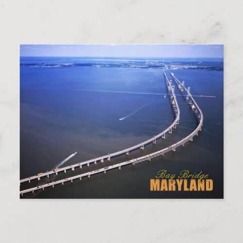 Aerial view of Chesapeake Bay Bridge Maryland Postcard
