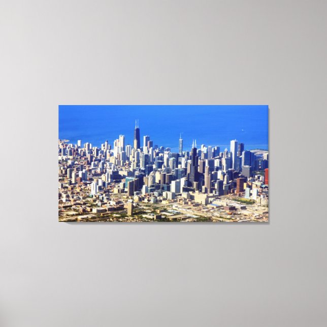 Aerial view of Chicago Downtown with Lake Canvas Print (Front)
