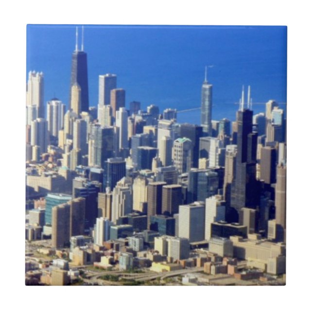 Aerial view of Chicago Downtown with Lake Ceramic Tile (Front)