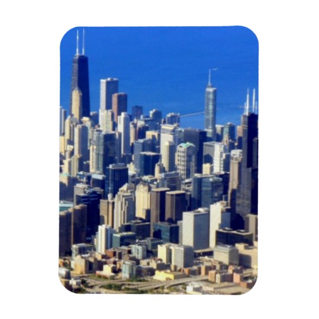 Aerial view of Chicago Downtown with Lake Magnet (Vertical)