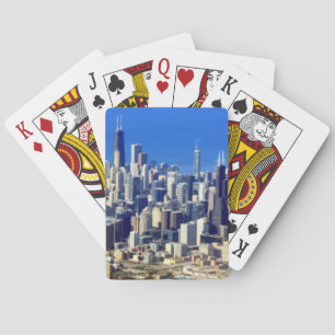 Aerial view of Chicago Downtown with Lake Poker Cards